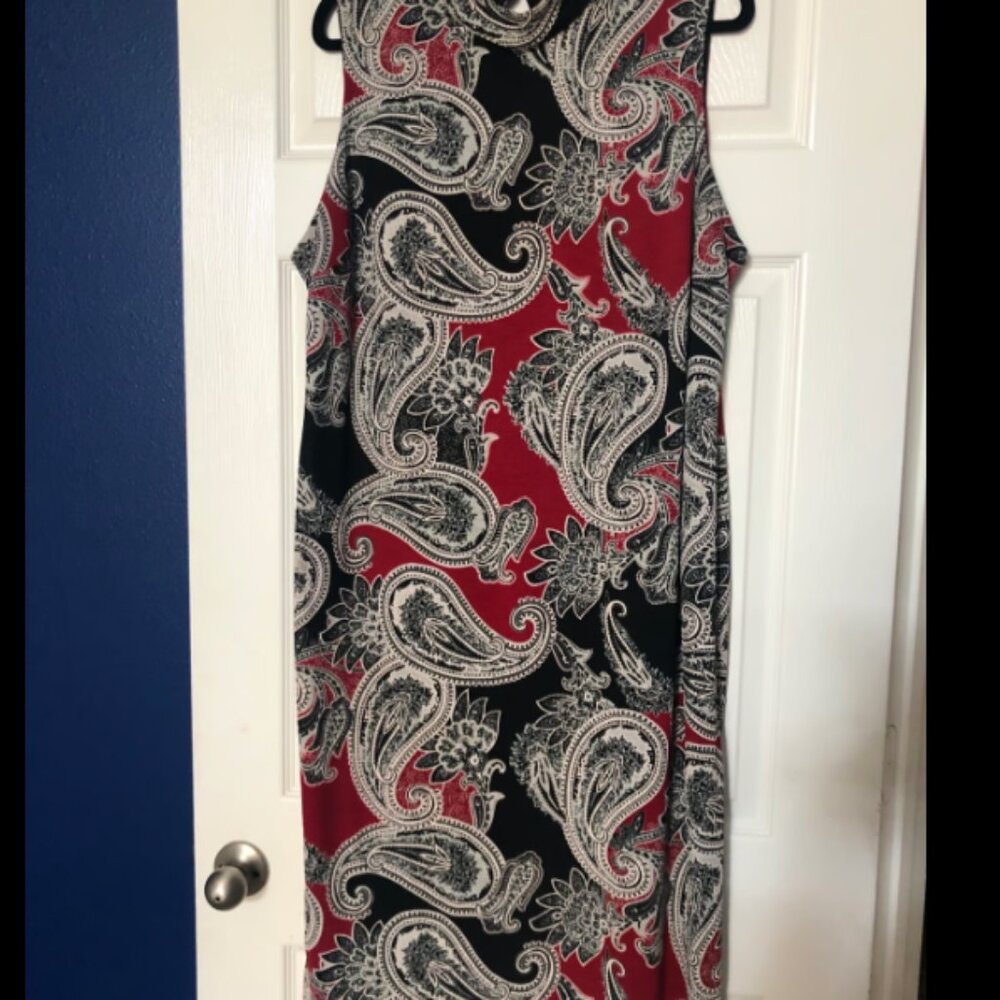 Ankle-Length Multi-Colored Red / Black Dress 2X